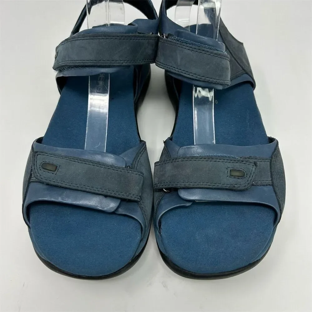 Clarks Women's Sporty Blue Leather Slingback Sandals Size 10 Casual Summer